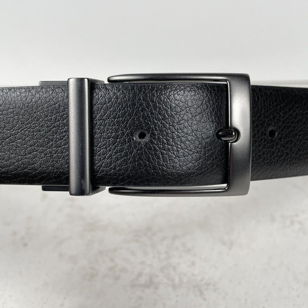 Nike Black Brown Genuine Leather‎ Belt Mens 42 Silver Buckle Mens